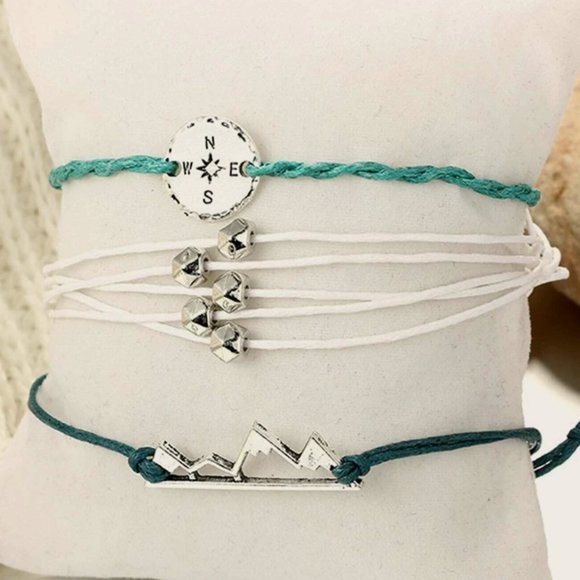 NEW 3pcs Adjustable Friendship Strand Bracelet Set - Picture 2 of 4